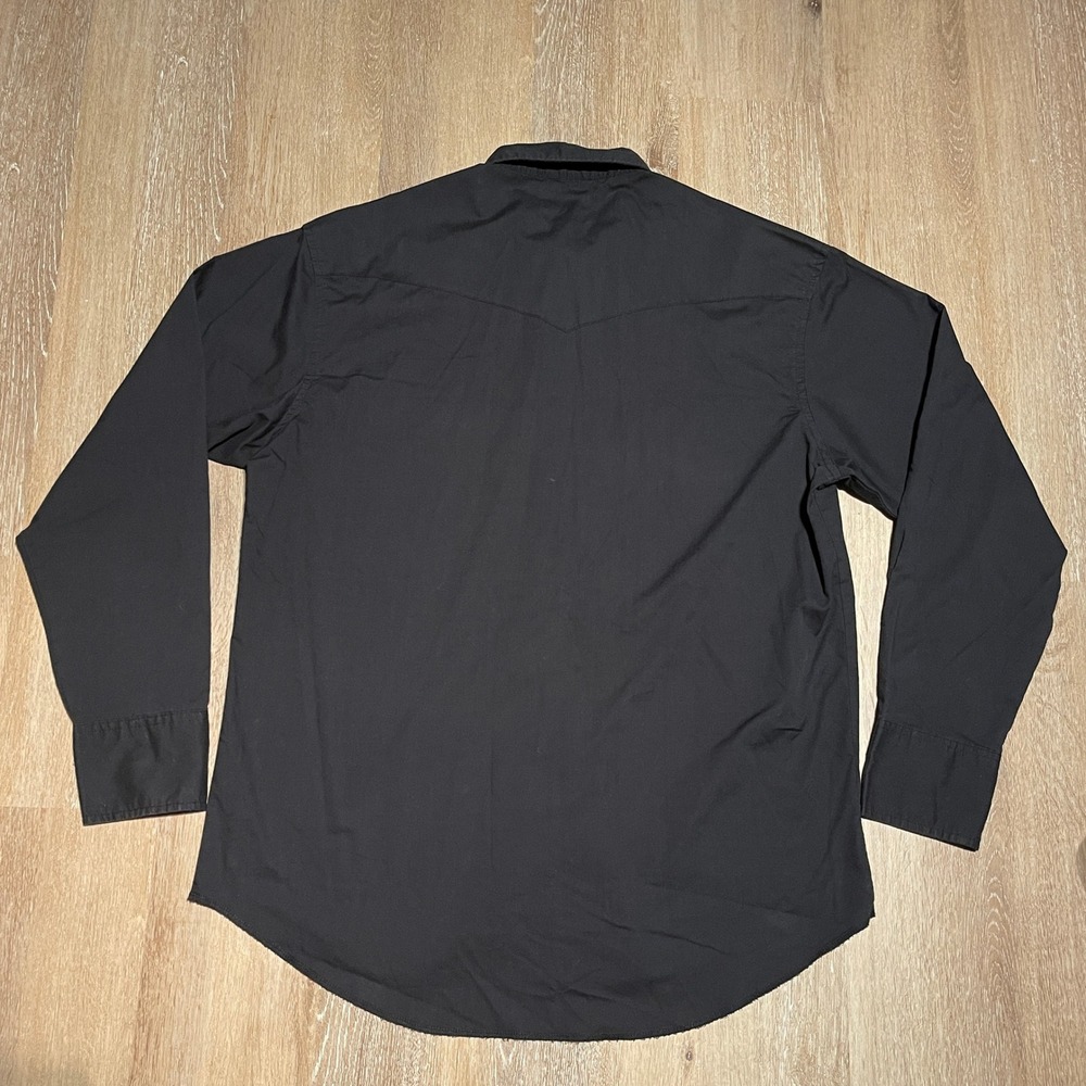 Wrangler Western Shirt Mens Long Sleeve Button Up Black Cowboy Rodeo - Picture 3 of 8
